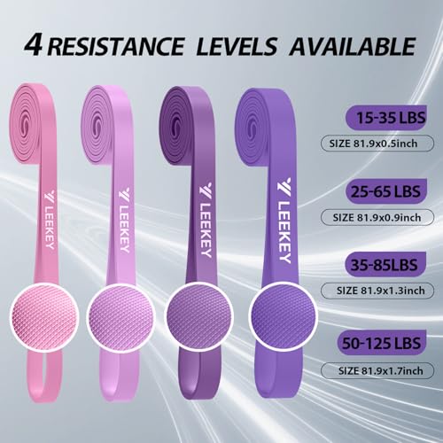 Image of LEEKEY Pull Up Assistance Bands,Muit Levels Resistance Bands for Senior /Adults,Exercise Bands with Door Anchor, Strength Bands for Fitness Training, Physical Therapy,Home Gym Workouts