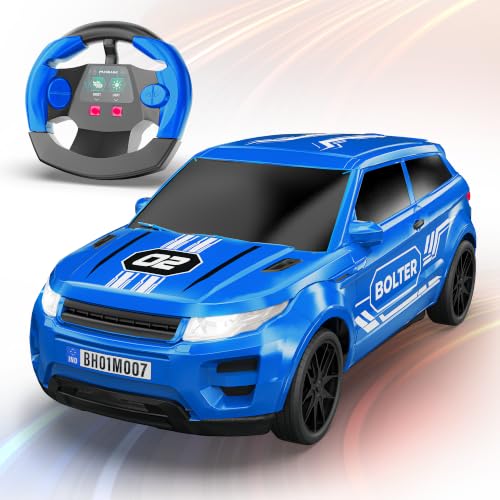 Image of Mirana Bolter SUV Remote Control RC Car for Kids | 1:24 Scale Racing Toy | with 1.5X Turbo Boost, LED Lights & Anti Skid Tyres | USB Type-C Rechargeable | Gift for Boys & Girls 4+ Years, Blue