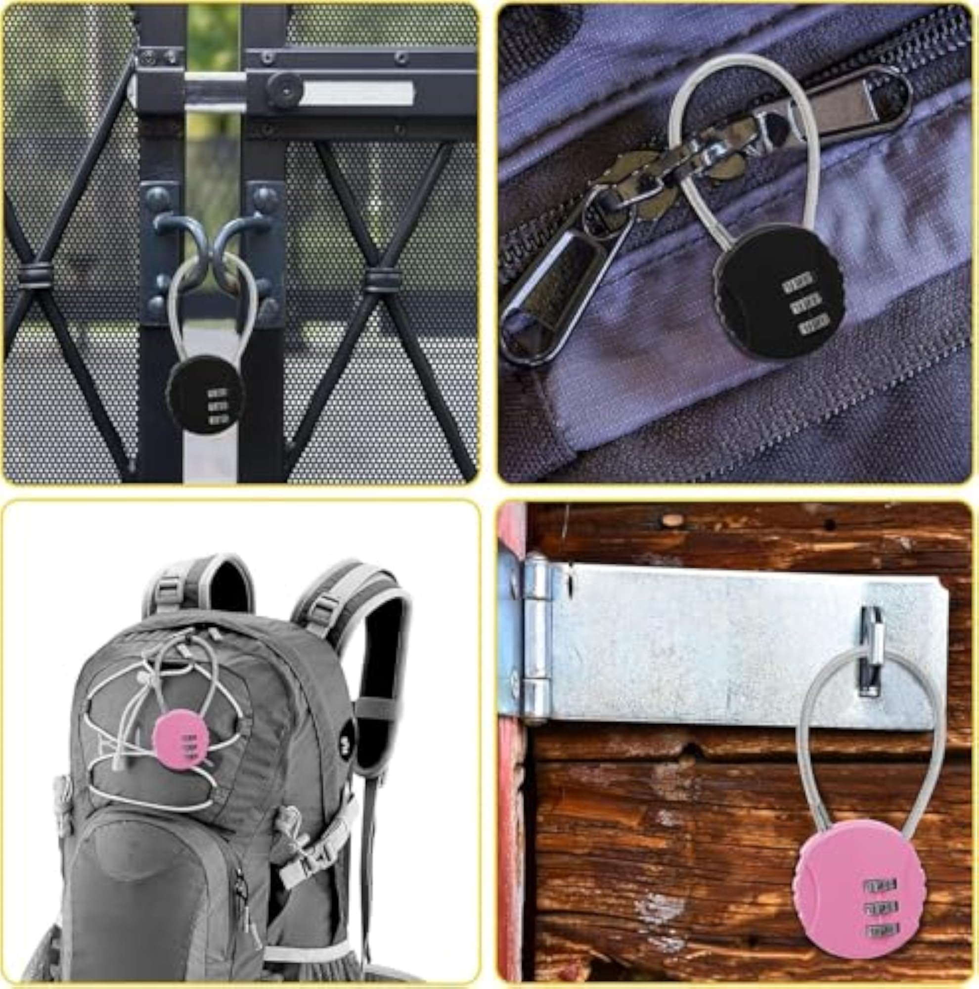 3 Digit Combination Travel Luggage Lock with Steel Cable