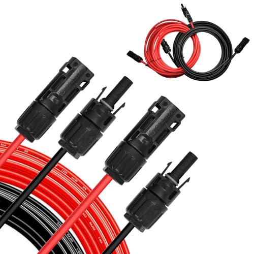 Witproton Cavo solare da 6 mm2, 12 m, 10 AWG, 1500 V, con connettore impermeabile IP68 femmina e spina (12 m)