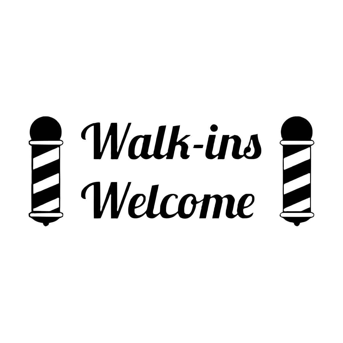 Lzhouting Wall Stickers 5252 Barbers Shop Sign Wall Sticker Walk-Ins Welcome Stickers Hairdressers Sign Window Vinyl Lettering Decor Hair Salon Art Mural Small - 30X76cm