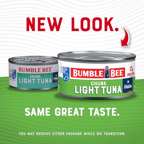 Image of Bumble Bee Chunk Light Tuna In Water, 12 oz Can - Wild Caught Skipjack Tuna - 17g Protein Per Serving - MSC Certified Sustainable Seafood, Non-GMO, Gluten Free, Kosher (Pack of 3)