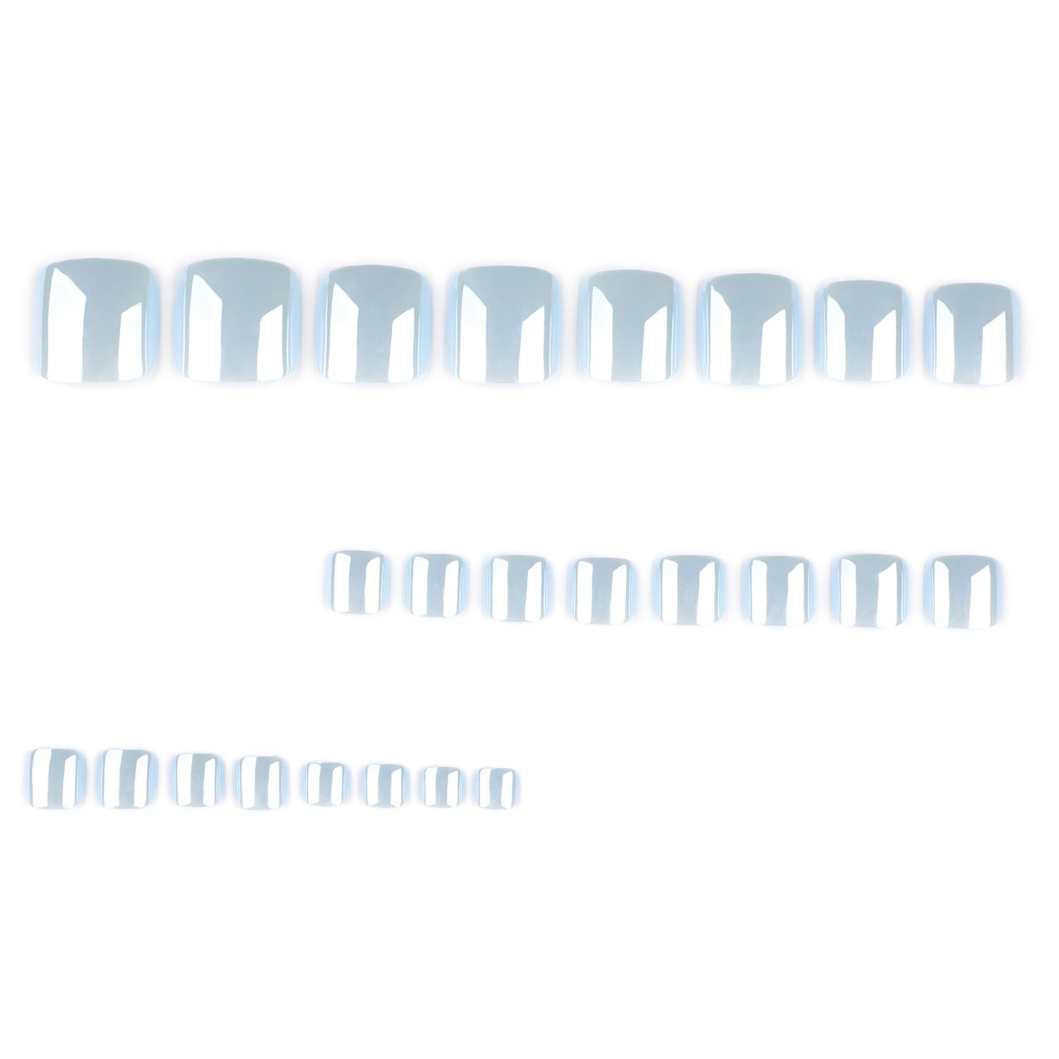 Blue Press On Toe Nails Short Fake Toenails Square False Toe Nails With Chrome Designs Acrylic Spring Press Ons Full Cover Stick On Toenail Reusable Glue On Toe Nails For Women 24Pcs image 3