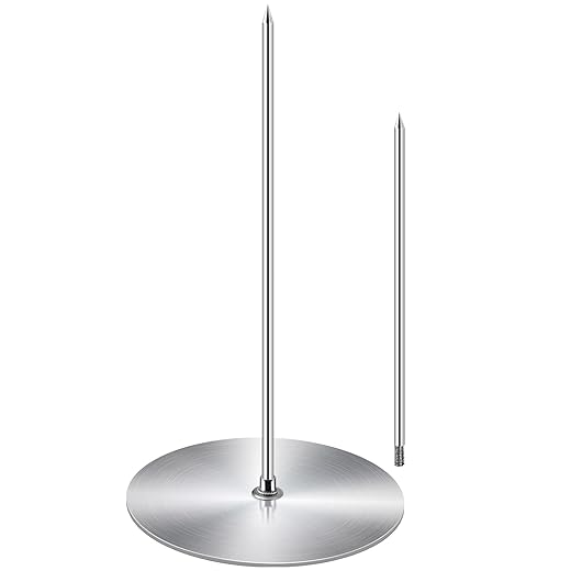 ZAUGONTW Vertical Skewer Grill - Stainless Removable Vertical Brazilian Barbecue Grilling Rack Meat Spit - Perfect for Steak, Whole Chickens, Whole Fish, Large Meat