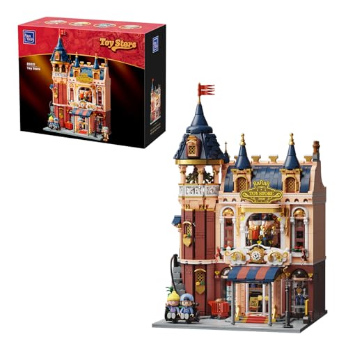PANTASY Spielzeugladen Baukasten für Erwachsene, Europäisches Schloss im Modular Street Scene Design, Sammler-Architektur Bauset mit Nussknacker-Bühne, Arcade, Balkon, Dachspielplatz & Minifiguren