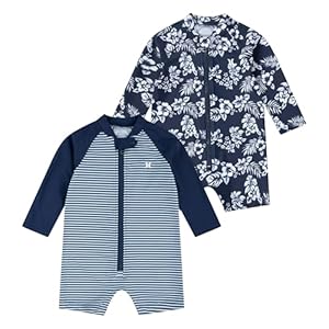 Hurley Unisex Baby 2-Pack Long Sleeve Rash Guard Coverall