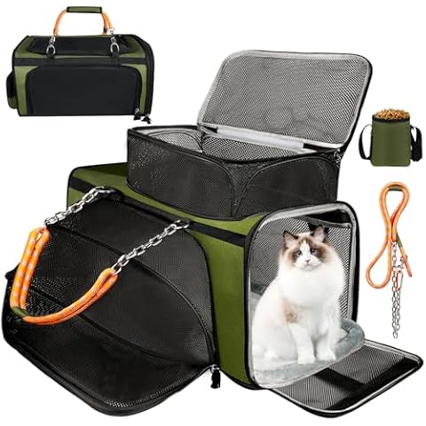 ​​Sumfox Cat Carrier, Dog Carrier, Top and Side Expandable Pet Carrier for Cats and Small Dogs Under 16lbs, Airline Approved Cat Carrier Soft with Pet Treat Pouch for Traveling Uses Cover