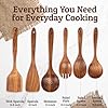 PriorityChef Wooden Spoons for Cooking, Premium 6pc Teak Wood Utensil Set with Hanging Hooks #3
