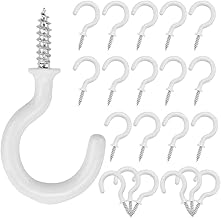 AFASOES Pack of 50 Screw Hooks, Washing Line Hooks, White, 47 x 17 mm, Cup Hooks, Cup Hooks, Plant Hooks with Thread, Screw-In Blankets, Eye Hooks, Ceiling Hooks for Christmas Lighting