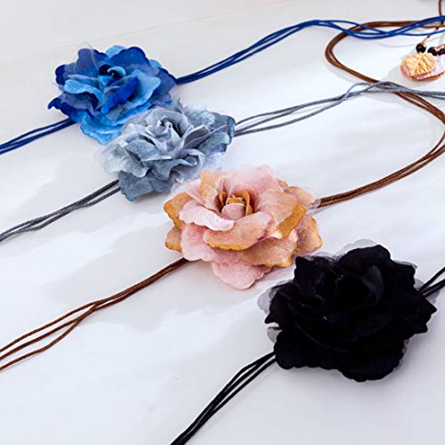 Women`s Bohemia Wedding Floral Artificial Flower Belt For Dress Sash With Braid Rope4