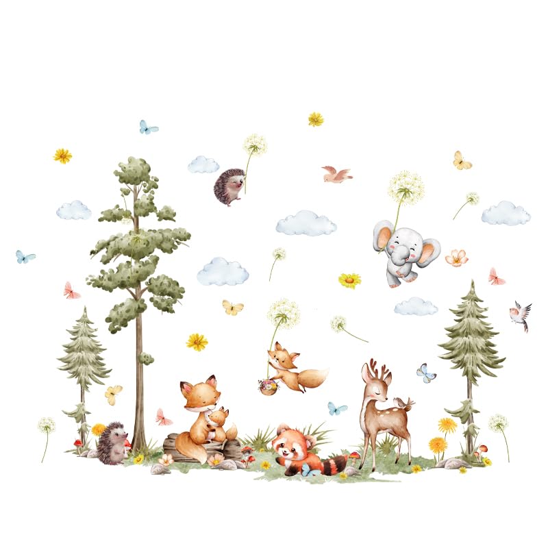 Vinilo Decorativo Animales y Plantas Bosque para Parede