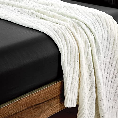 FreshCulture Twin Fitted Sheets, Bulk Pack of 6, Deep Pocket, Soft Microfiber Bottom Sheets for Home, Salons, Hotels, Twin Size Fitted Sheets Only (Black)