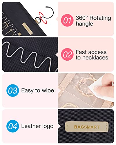 Image of BAGSMART Hanging Jewelry Organizer Necklace /Earring /Ring 2-Sided XL Black