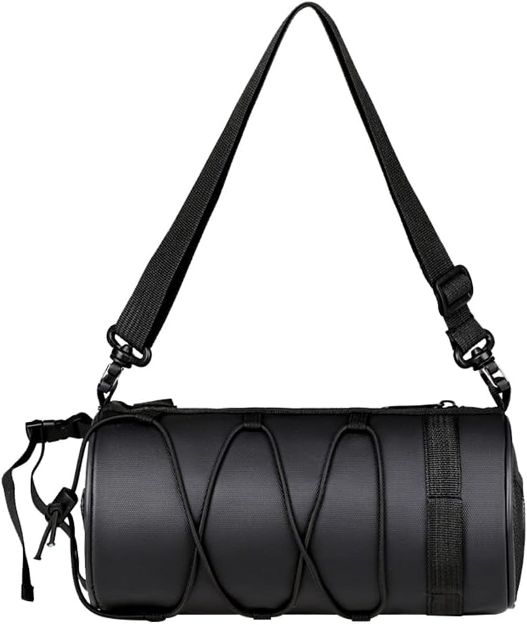 1 PCS Bike Handlebar Bag, Cycling Handlebar Pack with Shoulder Strap Storage Pouch, Waterproof Bicycle Handlebar Bag, Bicycles Front Bag with Shoulder Strap for Road Bicycle (Black)