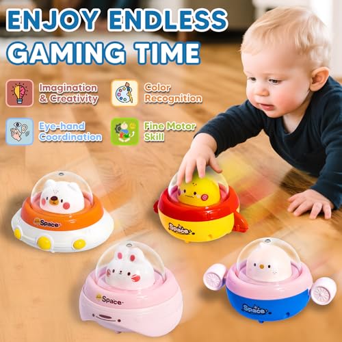 Image of 4PCS Animal Press to Go Car Toys for Toddlers 1-3, Push Go Friction Car Toys for 6-18 Months Baby, Animal Space Racing Cars, Infant Play Vehicle Set, Birthday Gifts for 1 Year Old Girl & Boy