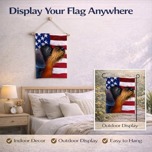 German Wirehaired Pointer American Flag drapeau extérieur double face résistant aux UV - 8