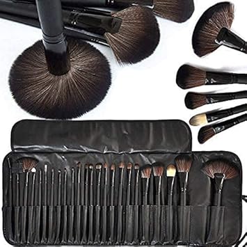 Tandem Fiber Soft Bristle Makeup Brush Set with Leather Case- 24 Pieces Makeup Brushes (Set Of 1)(Black)