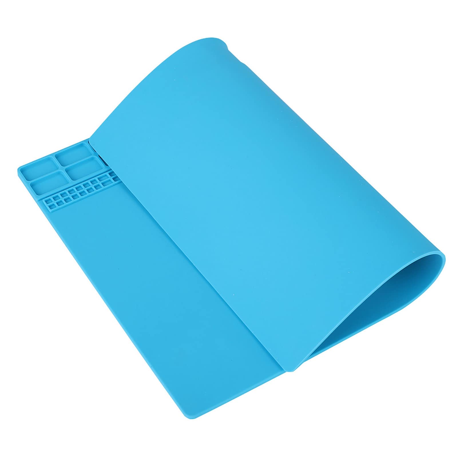 Klanata Large Soldering Mat, 350MM x 250MM Antistatic Silicone Pad with 500? Heat Insulation for Electronics Workstation (Light Blue)