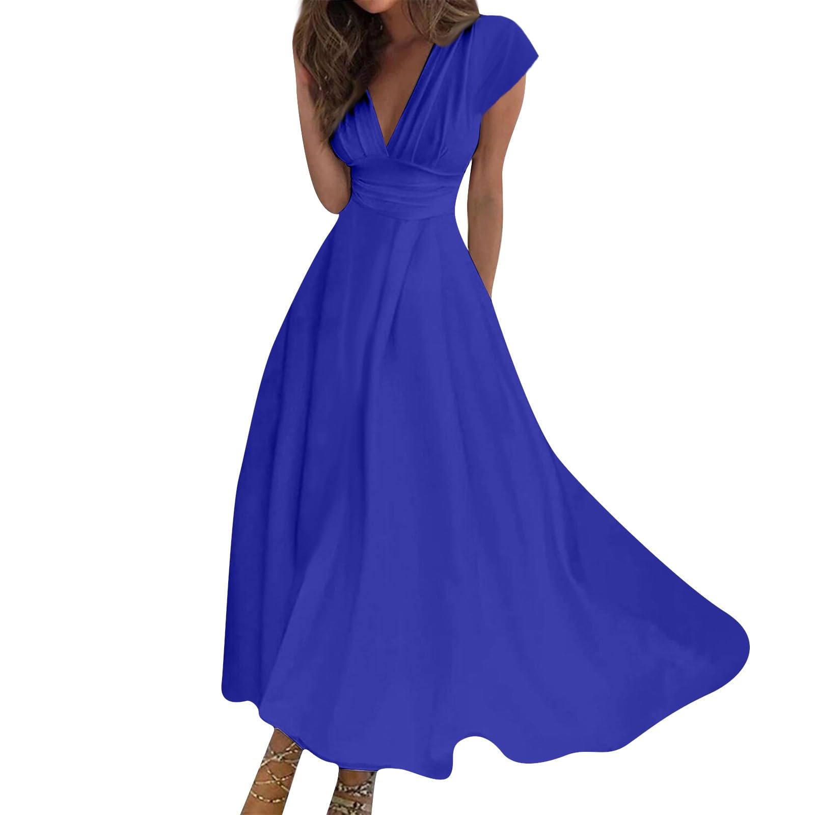 Women's Loose Fit Maxi Dresses Chiffon Daily Swing Casual 2025 Mature Outdoor Fashion Ruffled Short Dress
