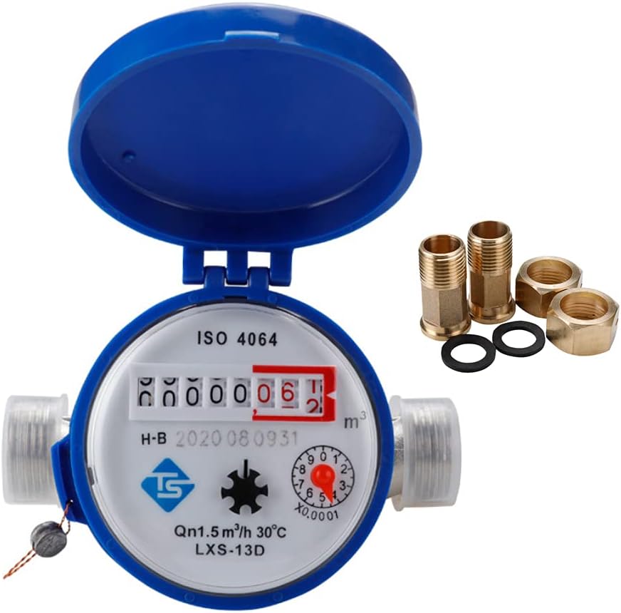 Ysislybin Water Flow Meter, Water Clock Garden 1/2 Inch, Garden Cold