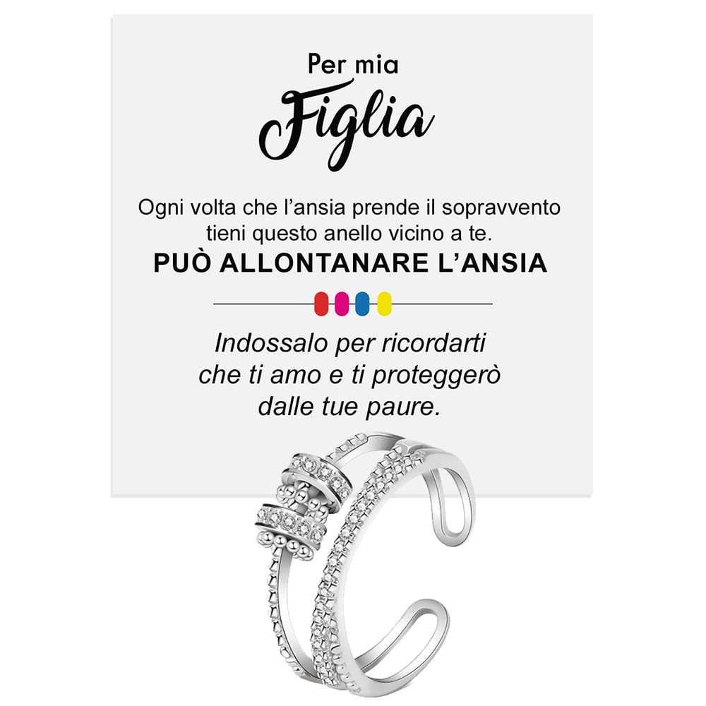 Anello da Donna in Argento Sterling 925 Anello Ispirazionale e di Incoraggiamento per Figlia per Donne Ragazze Dimensione Pollice Regolabile Anelli di Apertura