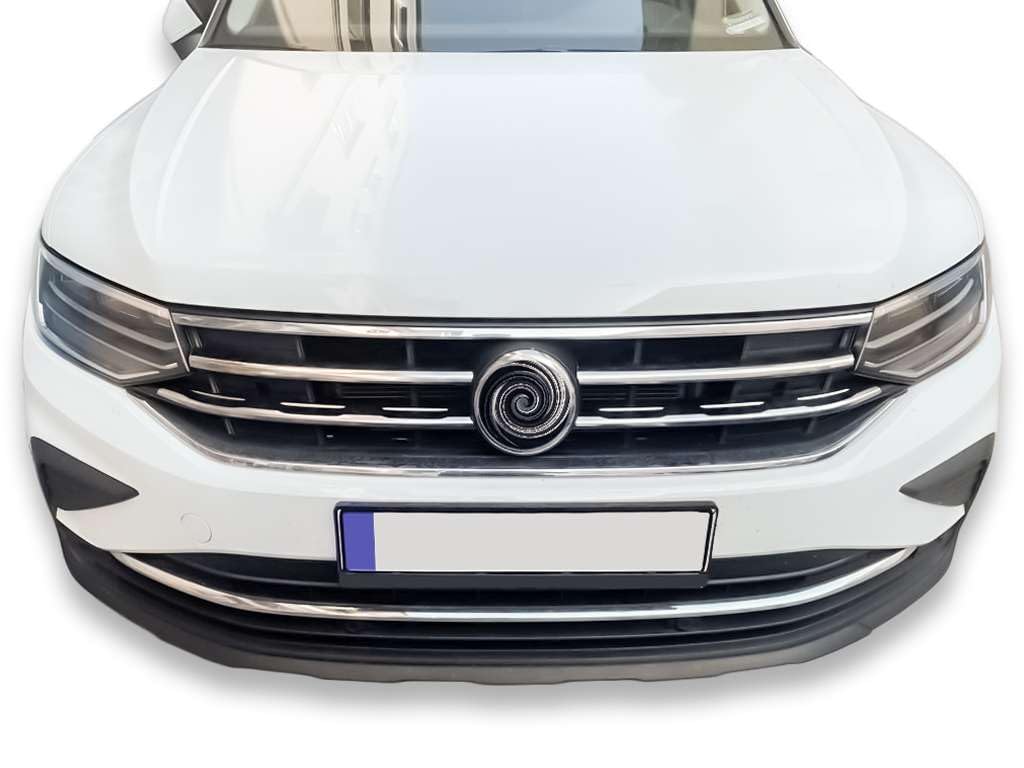 RECAMBO Edelstahl-Rahmen für Frontgrill - glänzende Chrom-Zierleiste zur optischen Veredelung - passgenaue Fahrzeugintegration - passend fürVW Tiguan II + Allspace Facelift | BJ ab 2020