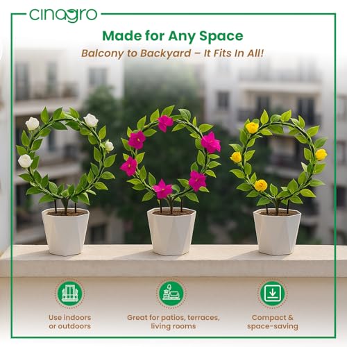 Image of CINAGRO Round-Shaped Iron Garden Trellis for Climbing Plants, Pack of 2 | Rust-Free, Decorative Vine Support Rack for Balcony Garden & Outdoor Plants
