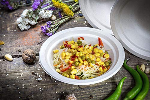 HARVEST PACK 12 oz Compostable Disposable Paper Bowls, Made from Eco-Friendly Plant Fibers [100 COUNT] - Thumbnail 2