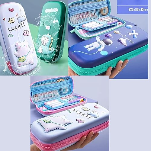 Image of LONGMIRE Plastic Pencil Box with Code Lock Pen Case Large Capacity Multi-Layer Multi-Function Storage Bag Secret Compartment Pencil Box for Kids- Multi-Color (Doll Pouch)