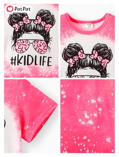 Image of PATPAT Girls Crewneck Short Sleeve Graphic Tees Animal Print Shirts Cute Summer Outfits 5-12 Years