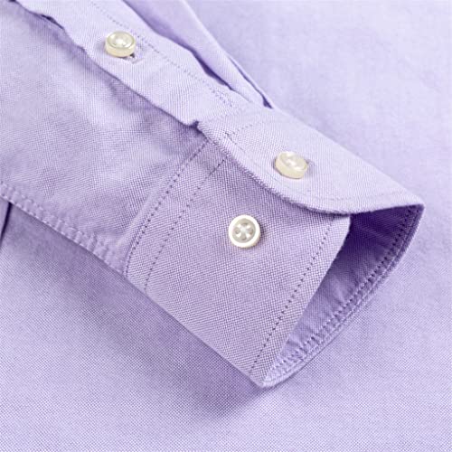 Men's Long Sleeve Heavy Cotton Shirt Single Patch Pocket Comfortable Solid Casual Button-Down Oxford Dress Shirts4