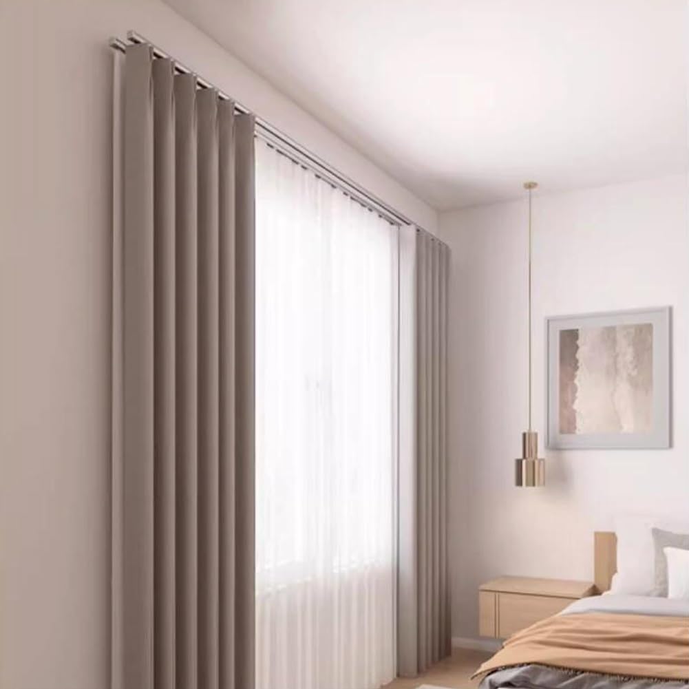 Doppelläufig Alluminio Vorhangschiene 2läufige Deckenschiene für Wohnzimmer Schlafzimmer & DuschabtrennungStumm 110m (470cm)