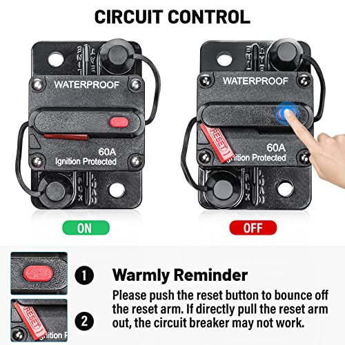 Disyuntor de circuito impermeable 60A de 12V-48V con reinicio manual 5