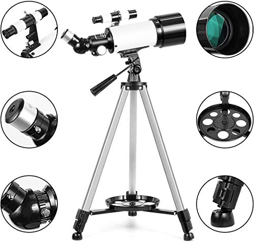 Gosky 70mm Refraktor Teleskop mit Okular, 3X Barlow Objektiv und Smartphone Mount – Bild 4