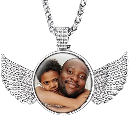 Supcare Angel Wings Necklace for Women Memorial Necklace with Picture Jewelry Gifts for Women Girlfriend Wife Mum Photo Necklace Customized Picture
