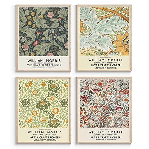 William Morris Artwork Paintings Set of 4 | InSimSea Vintage Botanical Wall Art Prints Decor | William Morris Prints Art Exhibition Posters | Famous Art Painting Prints UNFRAMED 8"x10"