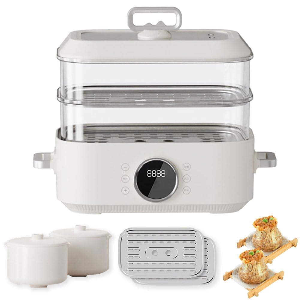 1350W 10L SCARPAGGIO DUPPO USA E Pot Caldo | Piroscafi in Ceramica a Doppia Zona e Acciaio | Separazione dell'Acqua Pulita/Sporca | per Gnocchi di zuppa, Patate Dolci, Verdure