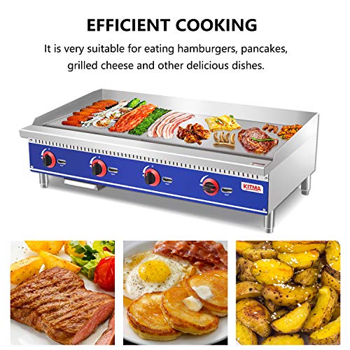 Commercial Countertop Manual Griddle - Kitma 48 Inch Liquid Propane Flat Top Griddle - Restaurant Equipment For Barbecue, 120,000 Btu #TOP4