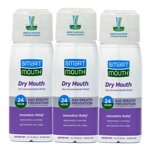 SmartMouth Activated Dry Mouth Mouthwash, Dry Mouth and Bad Breath Relief, Mint, 16 fl oz, 3 Pack