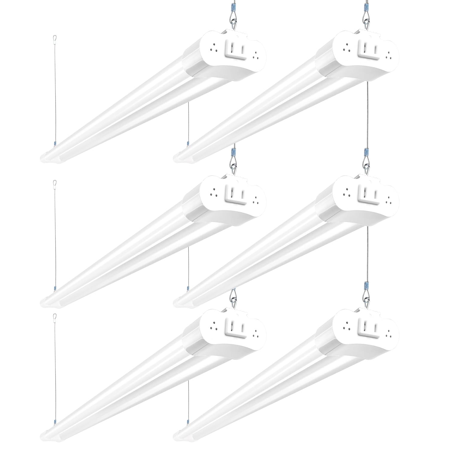 hykolity 6 Pack 4FT Linkable LED Shop Light, Utility Shop Light Fixture, 4400lm, 42W [250W Equivalent], 5000K Daylight Shop Lights for Garage, Hanging or Surface Mount, with Power Cord, ETL,White