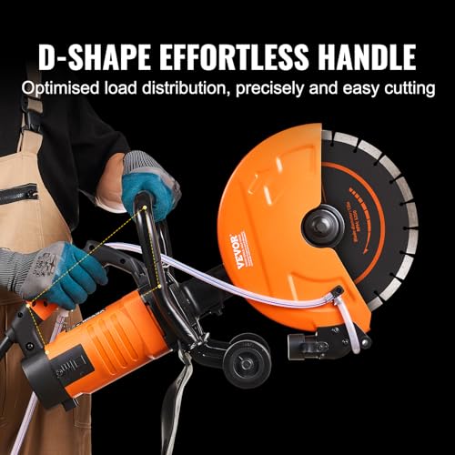 Image of VEVOR Electric Concrete Saw, 12 in, 1800 W Motor Circular Saw Cutter with Max. 4.5 in Adjustable Cutting Depth, Wet Disk Saw Cutter Includes Water Line, Pump and Blade, for Stone, Brick