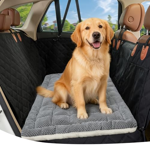 Zanch Thick Supportive Dog Car Bed for Car Backseat, Soft Non-Slip Travel Car Blanket Seat Cover with Joint Protection, Fits SUVs, Trucks & Backseat Extenders [Grey, 52.36"&times;24.8"]