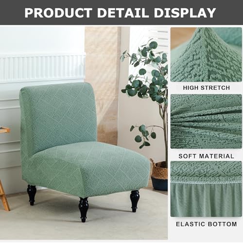 Image of Eco-Ancheng Armless Chair Slipcover Removable Armless Accent Chairs Covers Washable Armless Slipper Chair Slipcover Printed Armless Chair Furniture Protector Covers for Living Dining Room Hotel