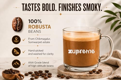 Image of Zupreme Premium Coffee Intenso 100% Robusta, Dark Roast Coffee Beans, Bold High Caffeine Full Bodied, Whole Bean, 500 Grams
