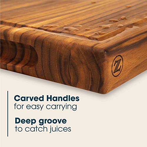 image for Prime Teak Wood Cutting Board Cured with Organic Beeswax, Thick Choppi
