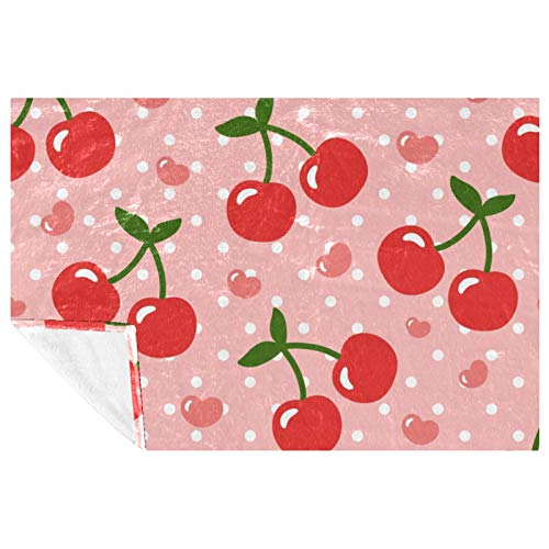 Couverture cerises 150x100 cm douce et chaude pour lit et canapé