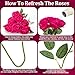 Ovveroche 90 Pcs Hot Pink Velvet Rose Artificial Flowers with Long Stems, Fake Silk Roses Real Touch Fake Roses Florals for Birthday Wedding Bouquet Party Arrangement Decorations