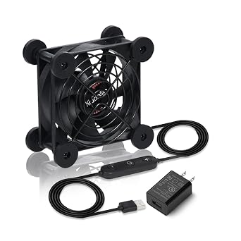 Quiet 80mm Fan with 10 Speed USB 5V DC 12V IPX5 Waterproof Cooling Fan for Tablet TV Receiver Router DVR Xbox Greenhouse Kennel Computer Cabinet Component Cooling