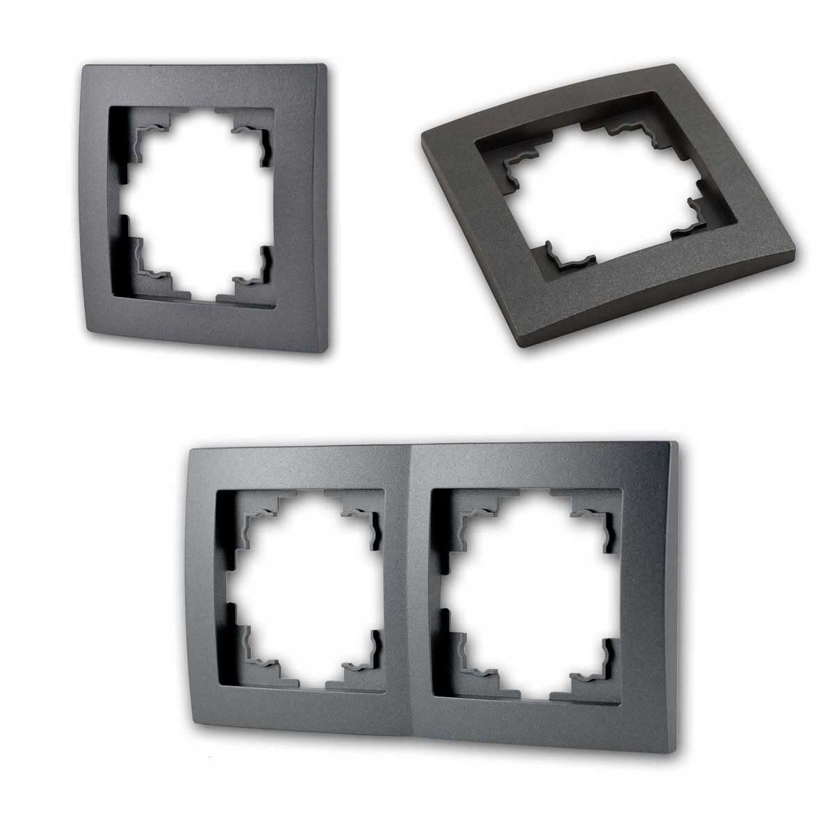 FLAIR Set "Standard Starter", 20-teilig, anthrazit, Schutzkontakt Steckdose, Lichtschalter, Schraubanschluss