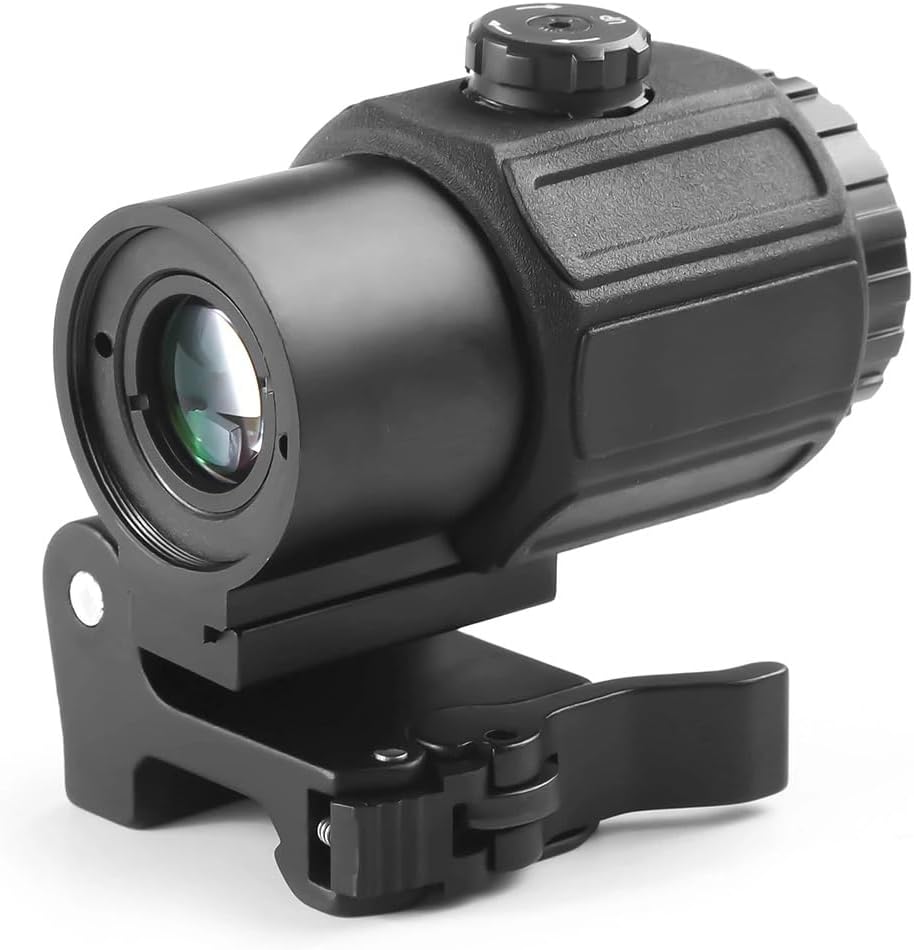 G45 G43 G33 3X 5X Magnifier for 558 Optic Red Dot Reflex Sight with QD Quick Release Detach Switch to Side (STS) Mount Base & Standard Spacer，HD Multi Coated Glass，for 20mm Picatinny Rail Mounting